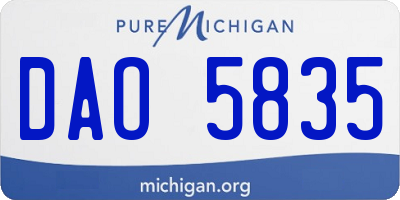 MI license plate DAO5835