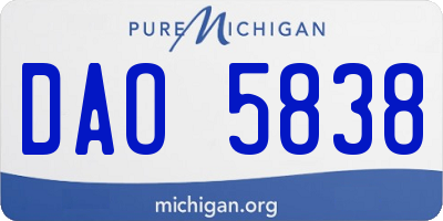 MI license plate DAO5838