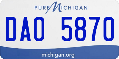 MI license plate DAO5870