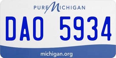 MI license plate DAO5934