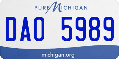 MI license plate DAO5989