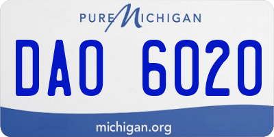 MI license plate DAO6020