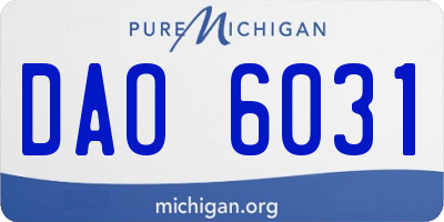 MI license plate DAO6031