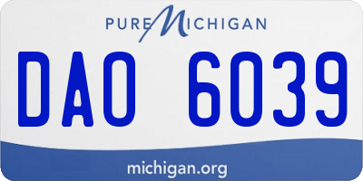 MI license plate DAO6039