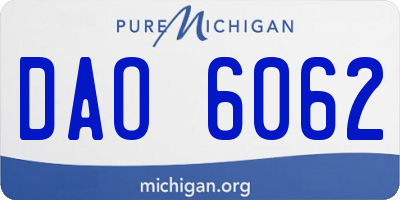 MI license plate DAO6062