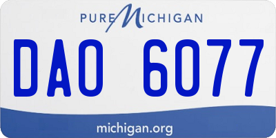 MI license plate DAO6077
