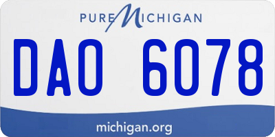 MI license plate DAO6078