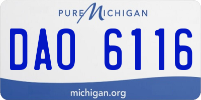 MI license plate DAO6116