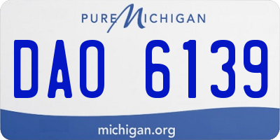 MI license plate DAO6139