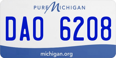 MI license plate DAO6208