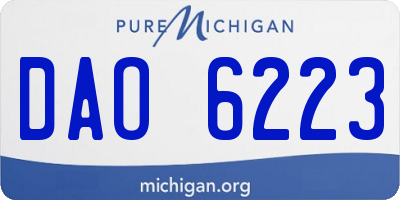 MI license plate DAO6223