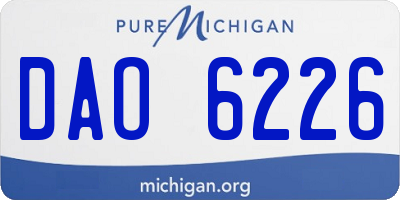 MI license plate DAO6226