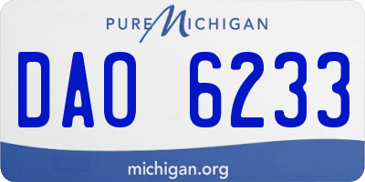 MI license plate DAO6233