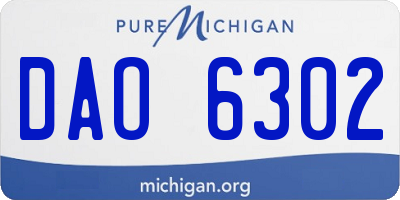 MI license plate DAO6302
