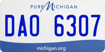 MI license plate DAO6307
