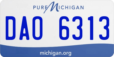 MI license plate DAO6313