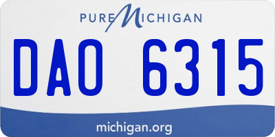 MI license plate DAO6315