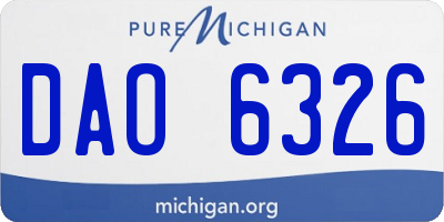 MI license plate DAO6326