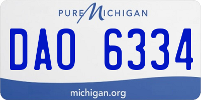 MI license plate DAO6334