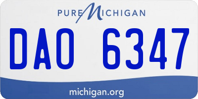 MI license plate DAO6347