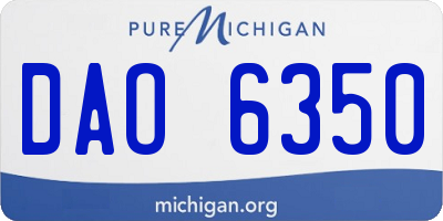 MI license plate DAO6350