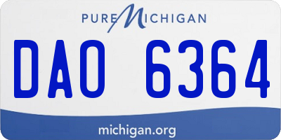 MI license plate DAO6364