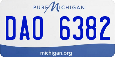 MI license plate DAO6382