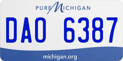 MI license plate DAO6387