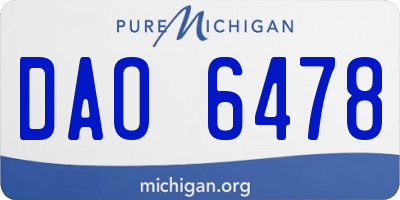 MI license plate DAO6478