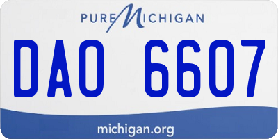 MI license plate DAO6607