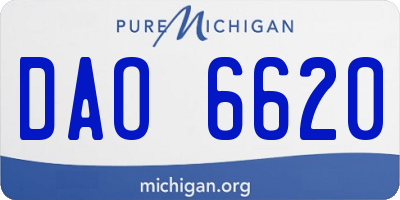 MI license plate DAO6620