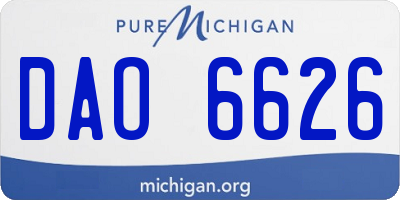 MI license plate DAO6626