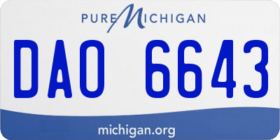 MI license plate DAO6643