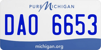 MI license plate DAO6653