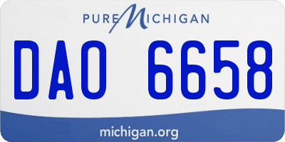 MI license plate DAO6658