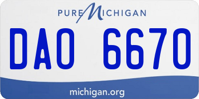 MI license plate DAO6670