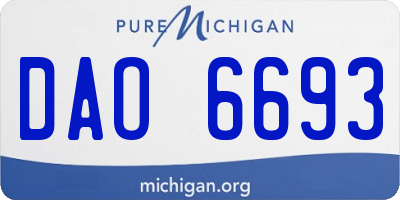 MI license plate DAO6693
