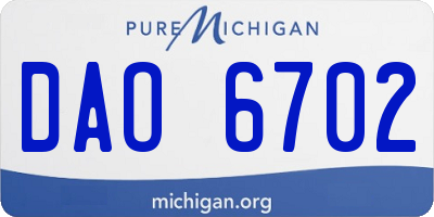 MI license plate DAO6702