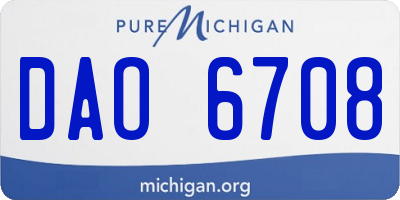 MI license plate DAO6708