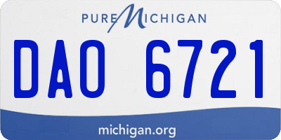 MI license plate DAO6721