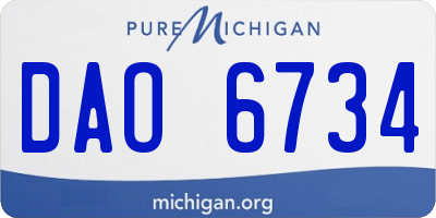 MI license plate DAO6734