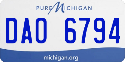MI license plate DAO6794