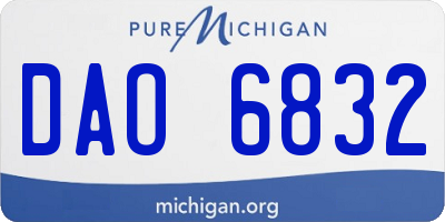 MI license plate DAO6832