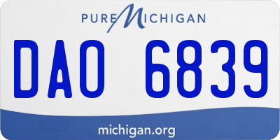 MI license plate DAO6839