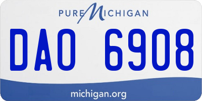 MI license plate DAO6908