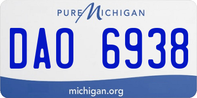 MI license plate DAO6938
