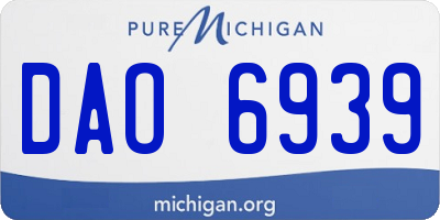 MI license plate DAO6939