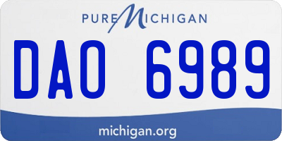 MI license plate DAO6989
