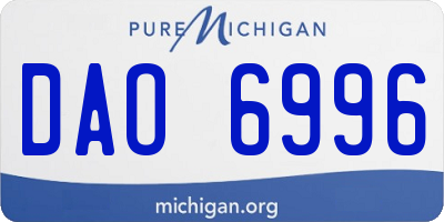 MI license plate DAO6996