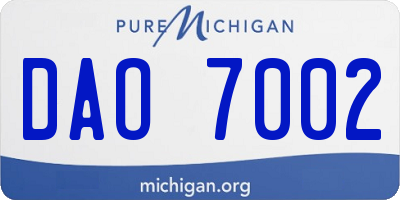 MI license plate DAO7002